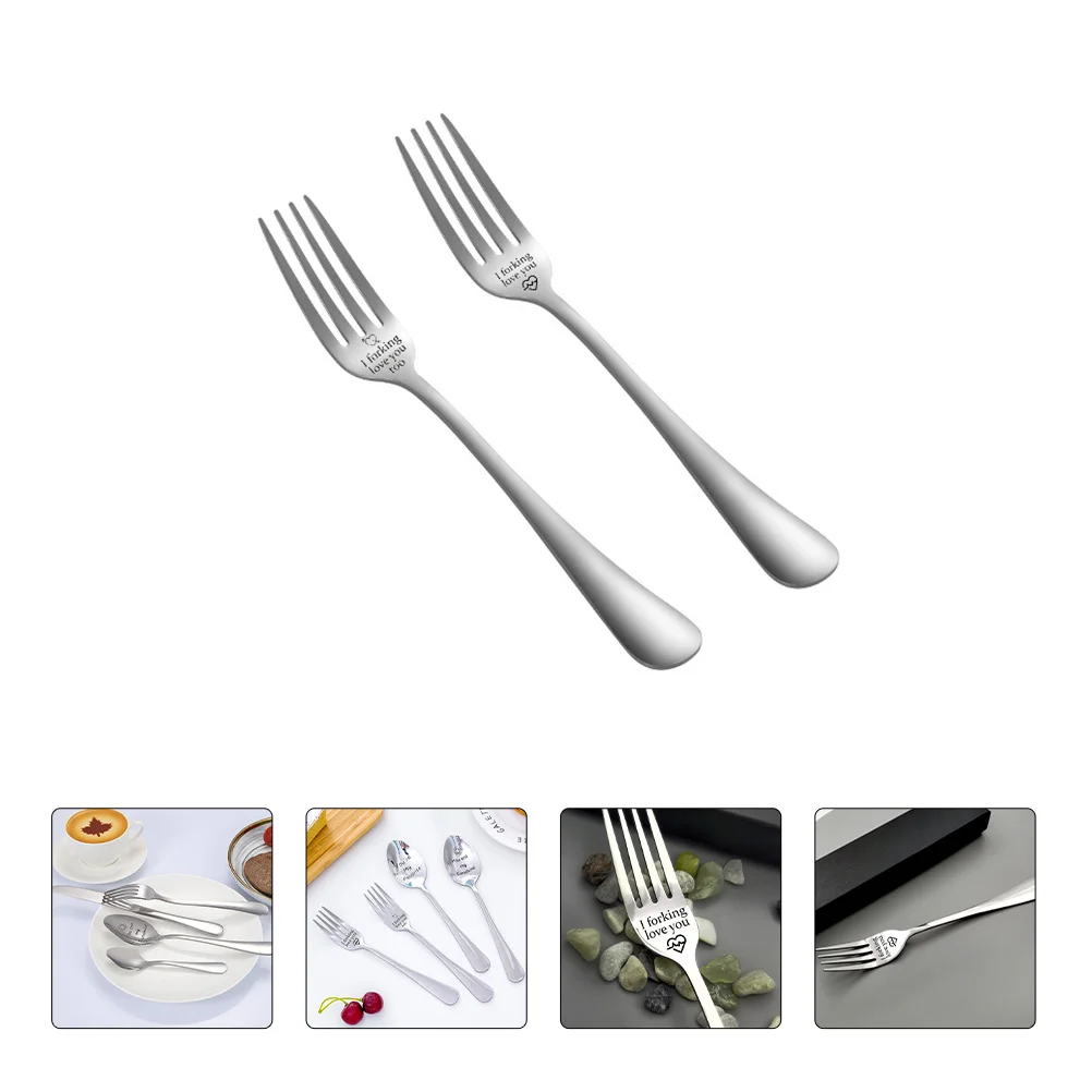 

2 pcs Stainless Forks Mirror Polished Dinner Cutlery For Dessert Fruit Salad Appetizer Reusable Tableware