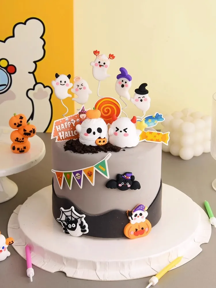 Halloween Cake Decoration Funny Ghost Pumpkin Castle for Halloween Party Supplies 2024 Happy Halloween Cake Cupcake Toppers view 6