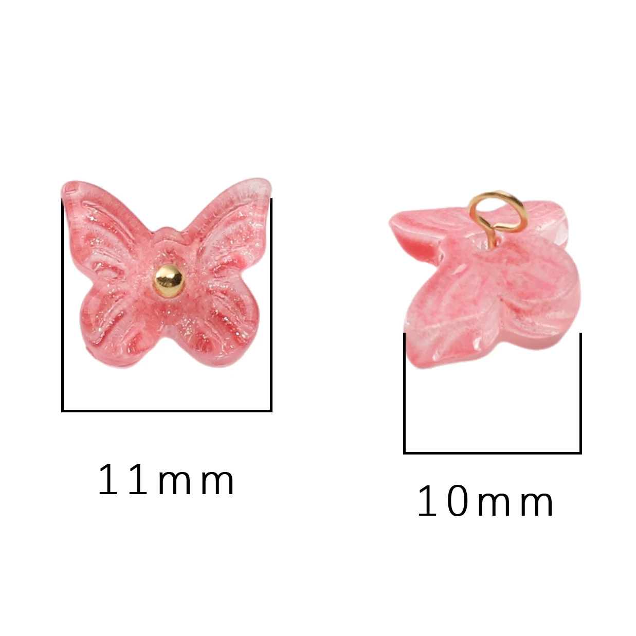 5 шт., стеклянный кулон-бабочка, разноцветный бант, подвески для изготовления ювелирных изделий, серьги «сделай сам», браслет, цепочка для телефона, аксессуары 10x11 мм