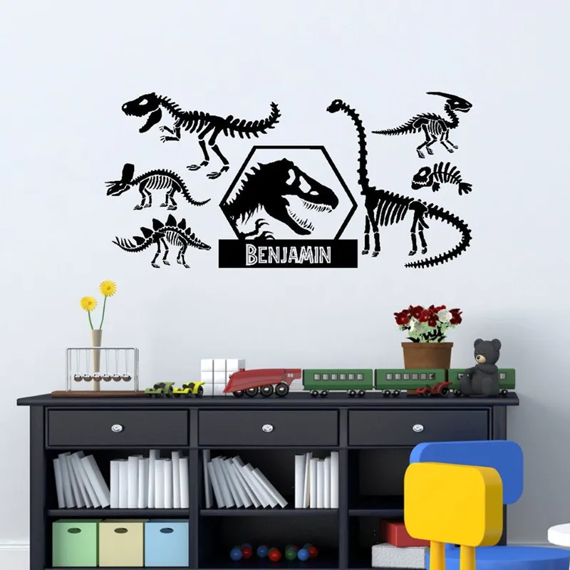 Dinosaur Park Dinosaur Inspiration Personalization Define Name Dinosaur Fossil Bone Wall Vinyl Decal Kid Room Bedroom Decor Gift