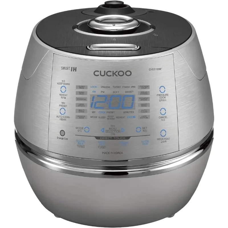 CUCKOO Electric Induction Heating Rice Pressure Cooker 10 Cup Full Stainless Steel Interior with Non-Stick Coating