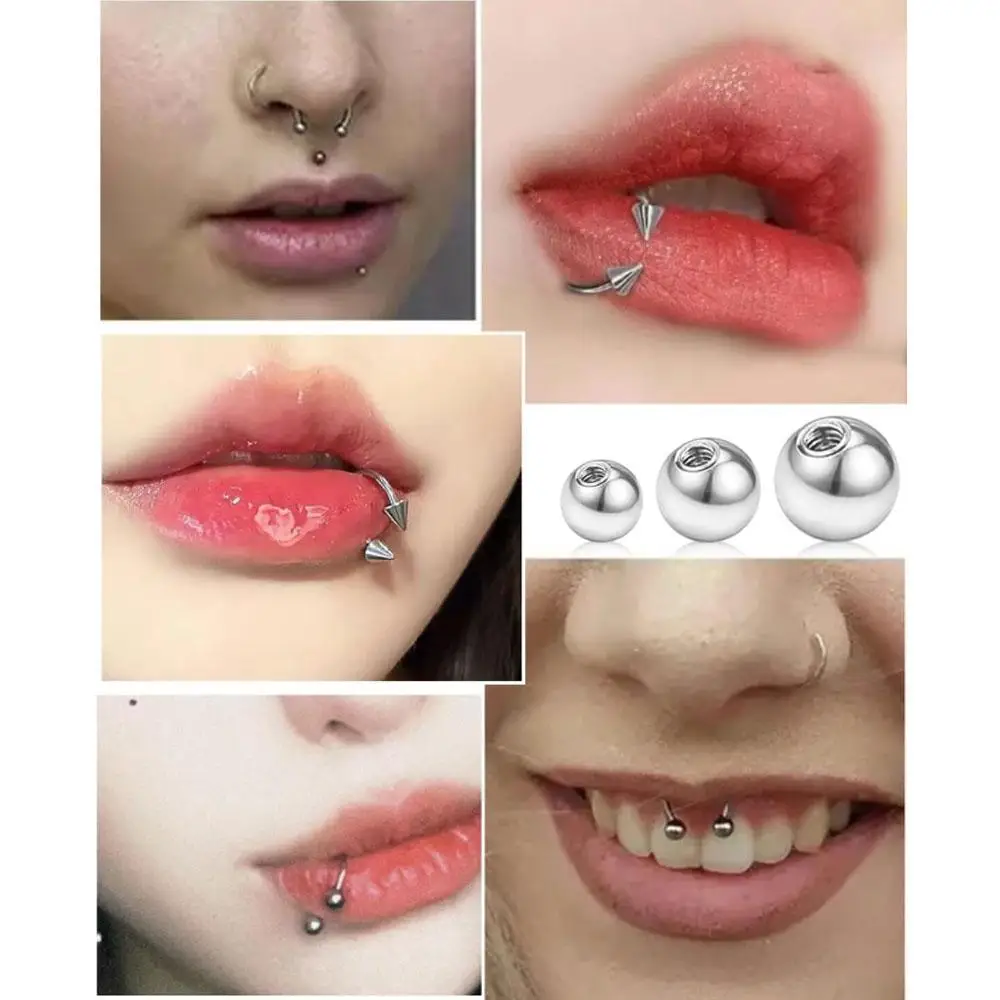 100pcs Stainless Steel Screw Balls Spike Accessories For Lip Nipple Belly Tongue Eyebrow Ear Piercing Rings Jewelry 14G 16G