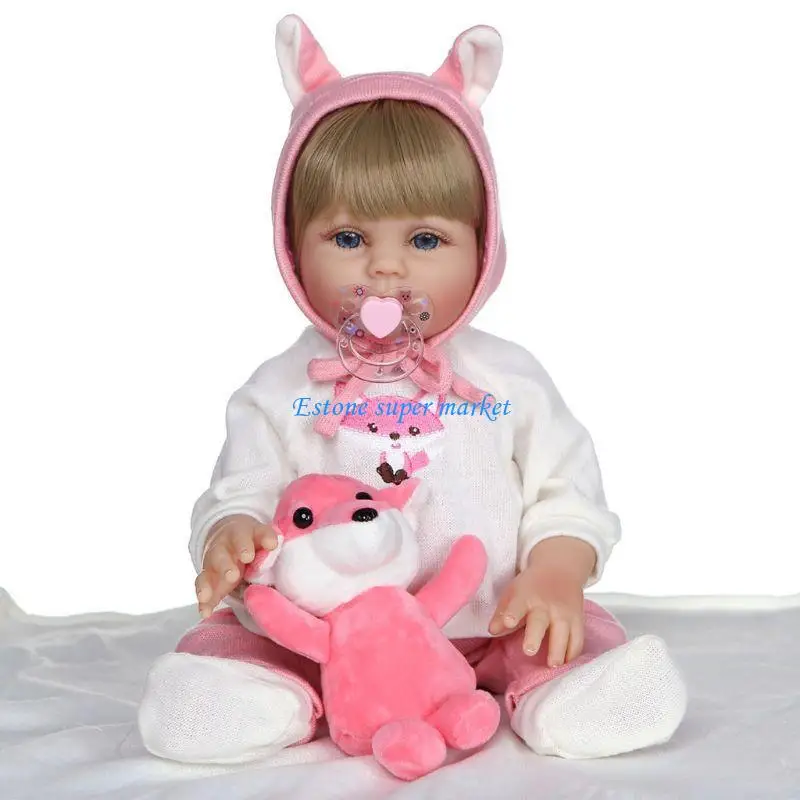 

090B 47cm Realistic for Doll Full Soft Vinyl Toddler Babies Girl Dog Accompa