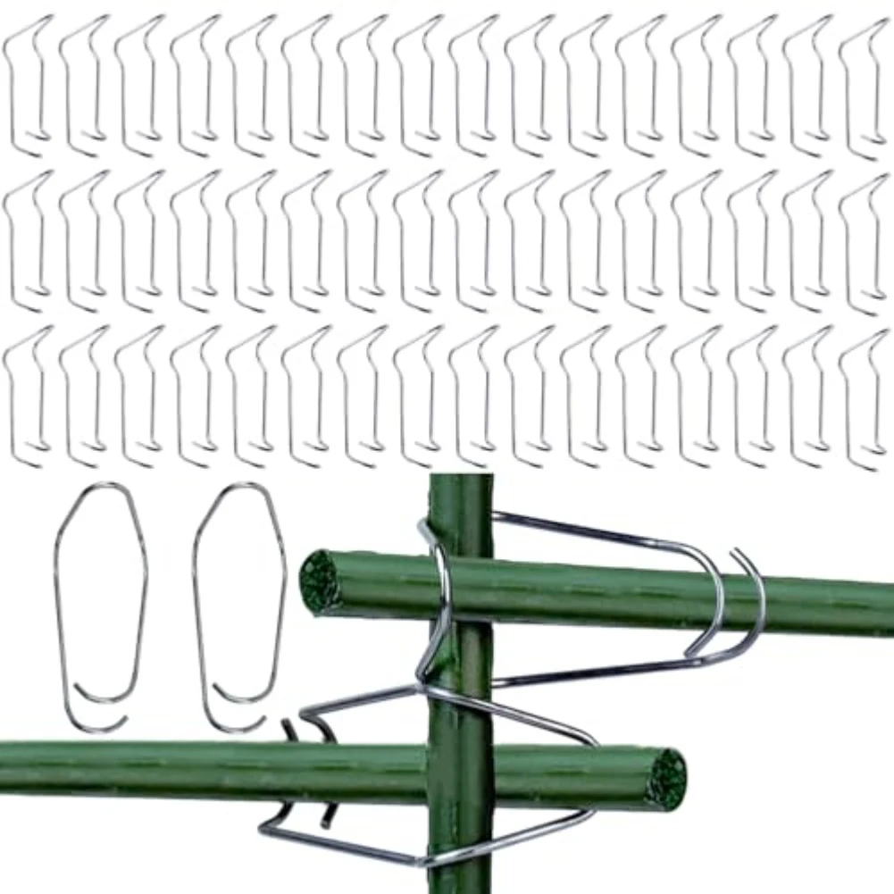 Stainless Steel Greenhouse Clips 50 Pack for Securing Garden Plant Stakes Trellis Poles in Greenhouses and Outdoor Growing Areas