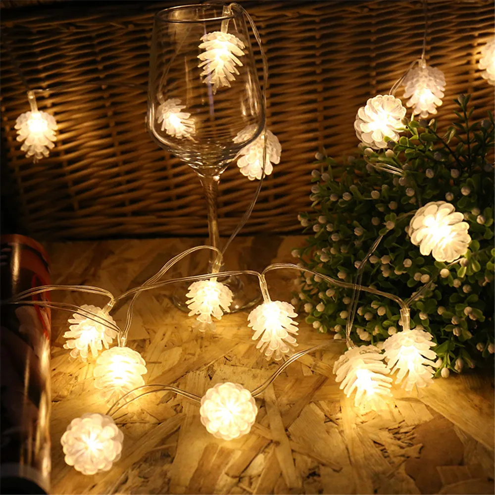 10/20/30/40LED Cahaya Peri Pinecone String Natal Pinus Kerucut Karangan Bunga Lampu untuk Pernikahan Tahun Baru Pesta Dekorasi Dalam Ruangan Luar Ruangan