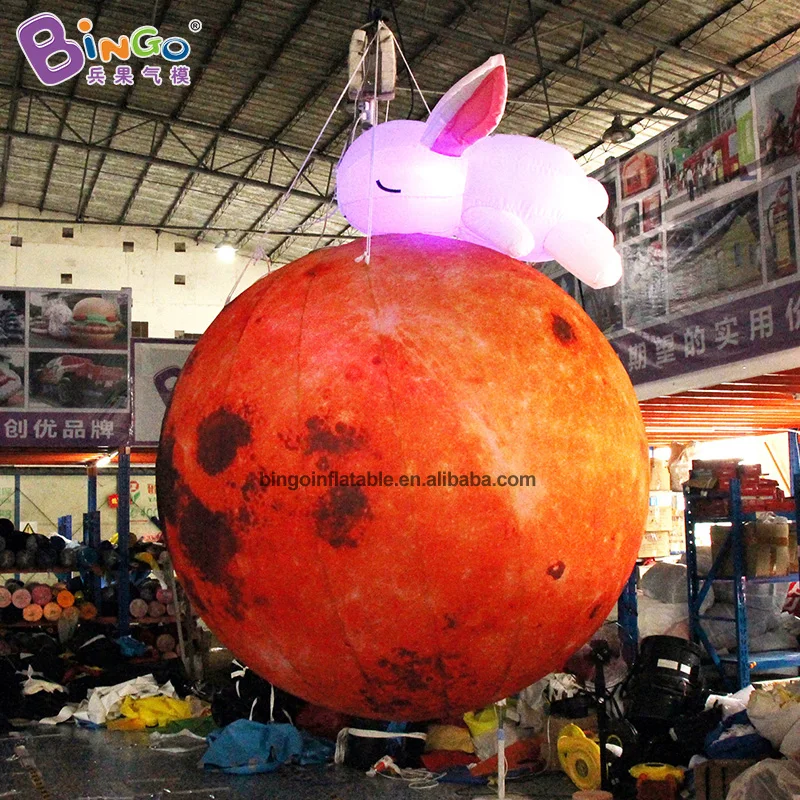 

Bingo 2m-4m Inflatable Moon with Rabbit Model Balloon Inflatable Planet Decorations For Large event decoration-Sale