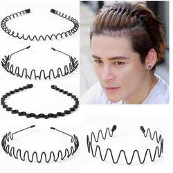 Aro de pelo de Metal Unisex para hombre y mujer, diadema ondulada geométrica a la moda, diadema deportiva para lavado de cara, diadema antideslizante, accesorios para tocado