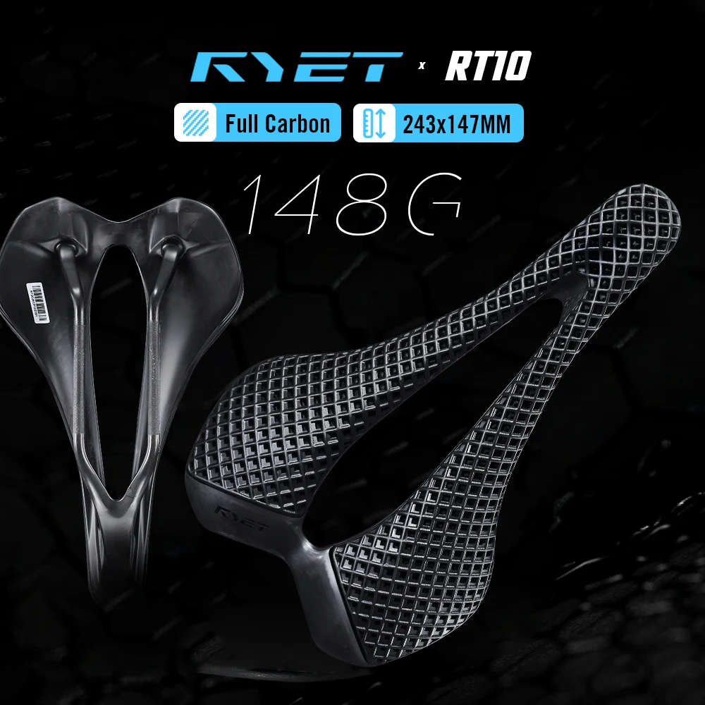 2026 RYET Ultraleichter Carbon-Fahrradsattel VCM 243x147mm für Rennradfahren 3D-Gedruckter Radsitz Sitzkissen Fahrradteile