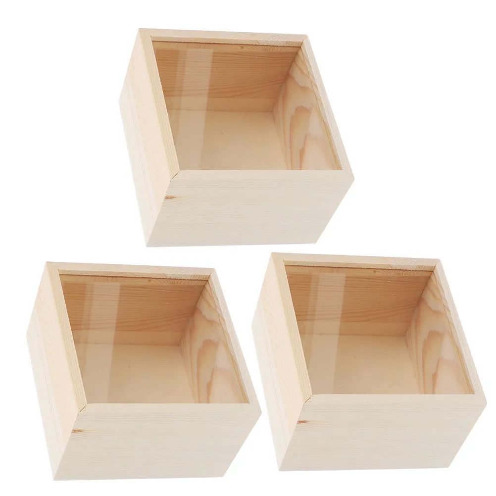 

3Pcs Wood Jewelry Storage Case Sliding Lid Compact Organizer Box Vintage Multi-Functional Jewelry Container Trinket Storage Box