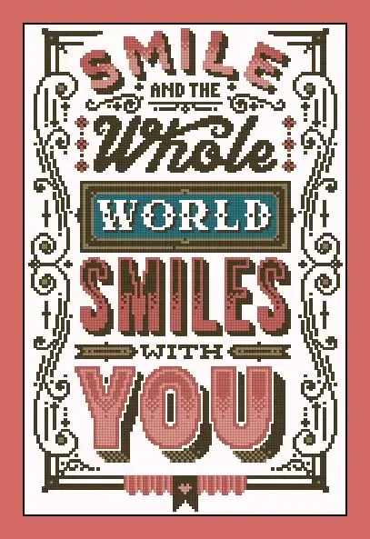 Amishop Top Quality Beautiful Lovely Counted Cross Stitch Kit Smile And The Whole World Smiles With You Letters Words