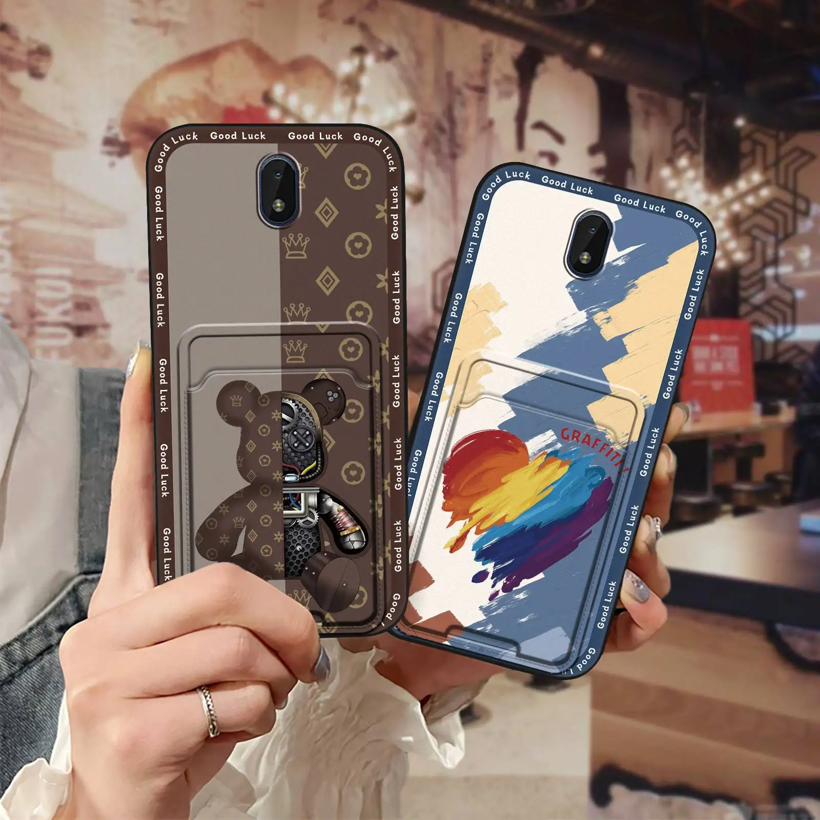 Card bag Graffiti Phone Case For Nokia C01 Plus Soft case Card sleeve Dirt-resistant protective Card slot Silicone TPU image 5