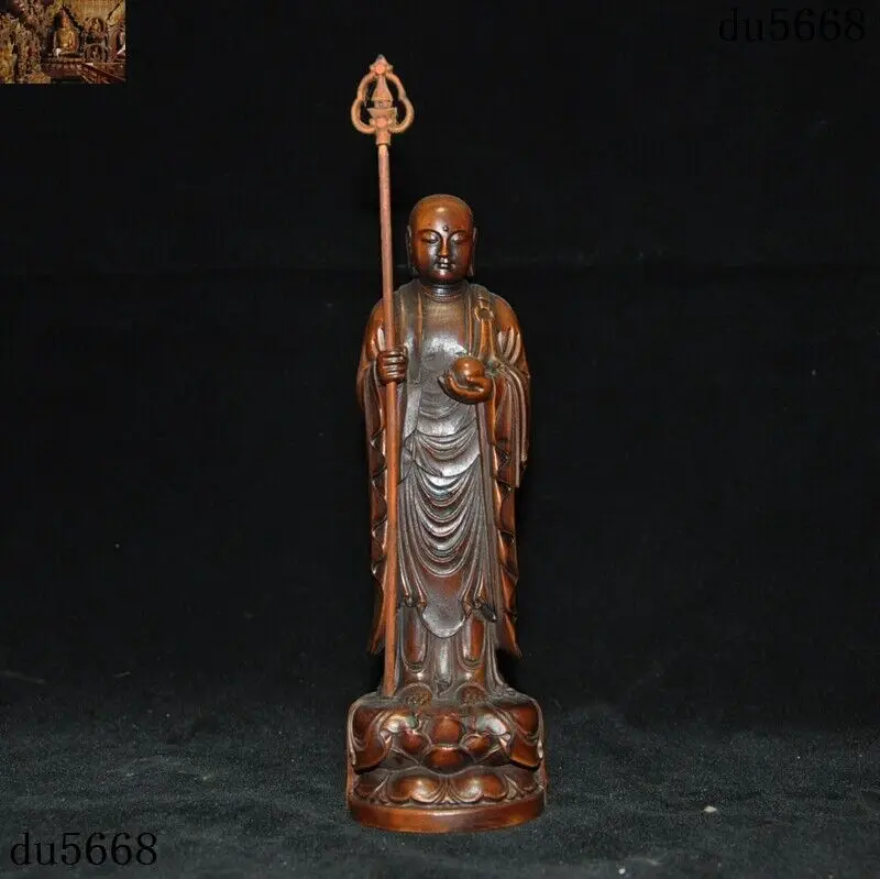 

China Boxwood wood Buddhism Jizo Ksitigarbha Bodhisattva tang monk Buddha Statue