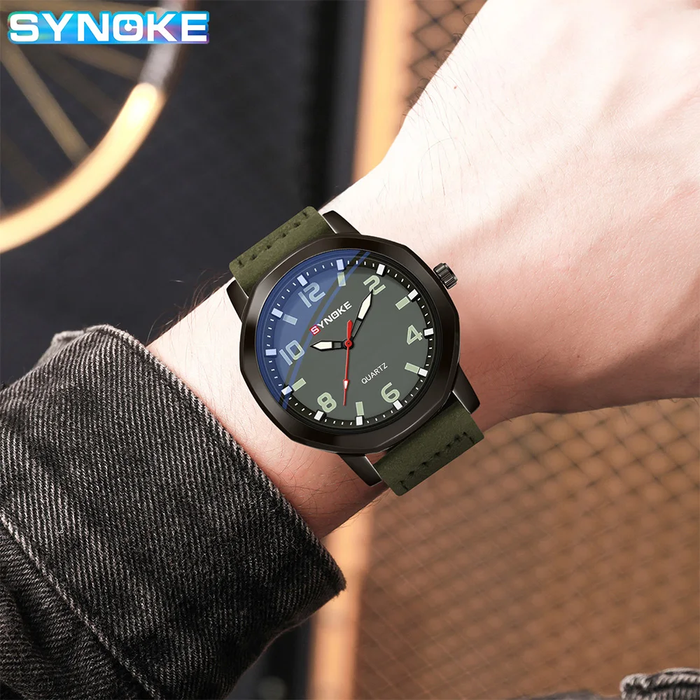 SYNOKE Men Quartz Watch Fashion Simple Business Belt Retro Quartz Watch For Men Watch Student Wristwatch Sports Non Mechanical