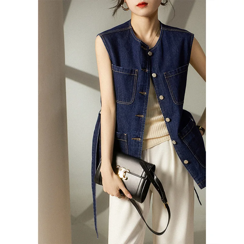 Women's Trendy European Style plus Size Vest Jacket Thin Sleeveless Simple Design Spring Autumn New Arrival Outerwear Top