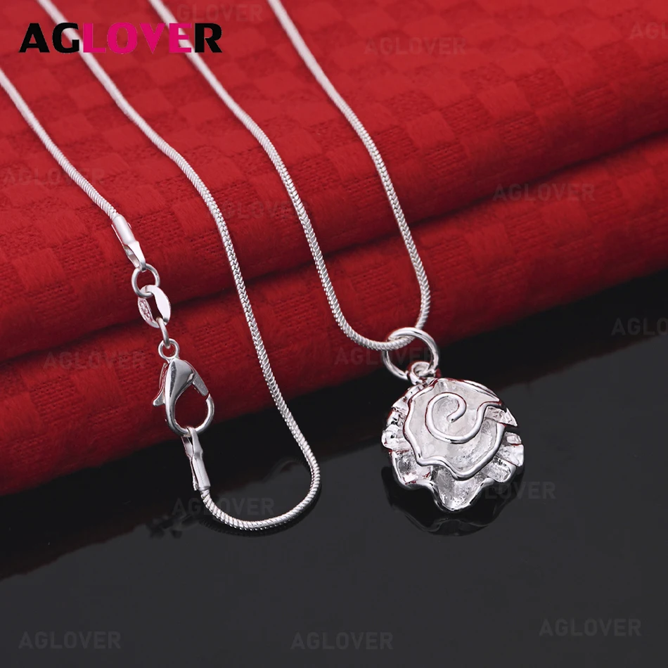

AGLOVER 925 Sterling Silver Rose Pendant Necklace Accessories Light Luxury Niche Women Valentine's Day Gift Jewelry