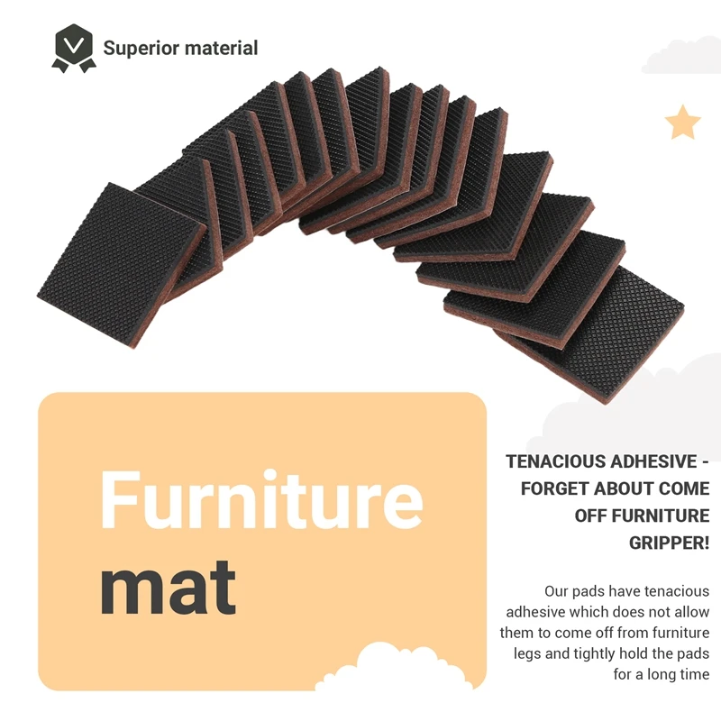 แผ่นรองเฟอร์นิเจอร์กันลื่น - ที่จับเฟอร์นิเจอร์ระดับพรีเมียม เท้าเฟอร์นิเจอร์แบบมีกาวในตัวที่ดีที่สุด - แผ่นรองเฟอร์นิเจอร์ไม่ลื่นไถลที่สมบูรณ์แบบ Flo