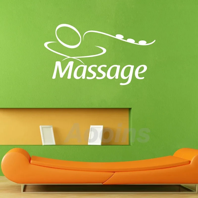 Body Massage Sign Wall Art Decal , Spa Logo Design Vinyl Wall Sticker Beauty Salon Mural Art Decals Glass Door Window Wall Decor