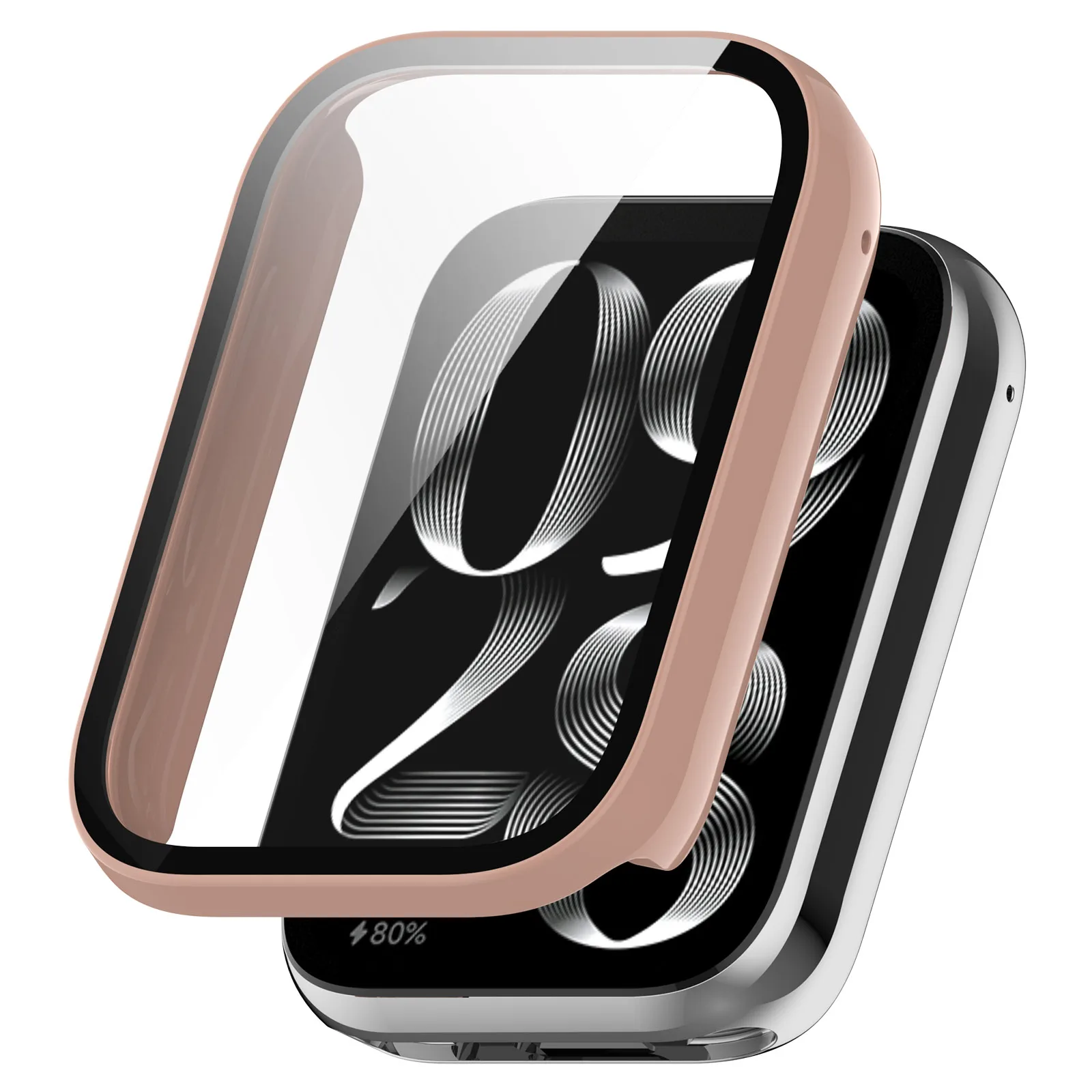 

Для Xiaomi Smart Band 9 Pro Чехол Жесткий ПК Полное покрытие Чехол для часов с пленкой из закаленного стекла - Розовый