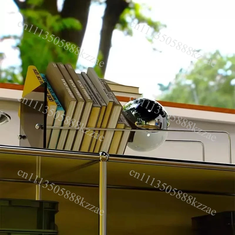 Transparent Acrylic Bookends with Stainless Steel Base Modern Desk Book Organizer Creative Metal Book Stand Minimalist Bookshelf