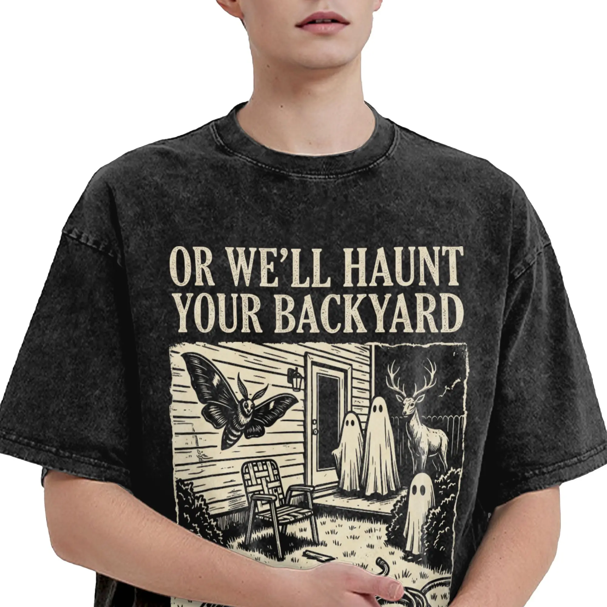 Protect Our National Parks or We'll Haunt Your Backyard  Outfit Washed T Shirt Men Women Streetwear Hip Hop T-Shirt Summer