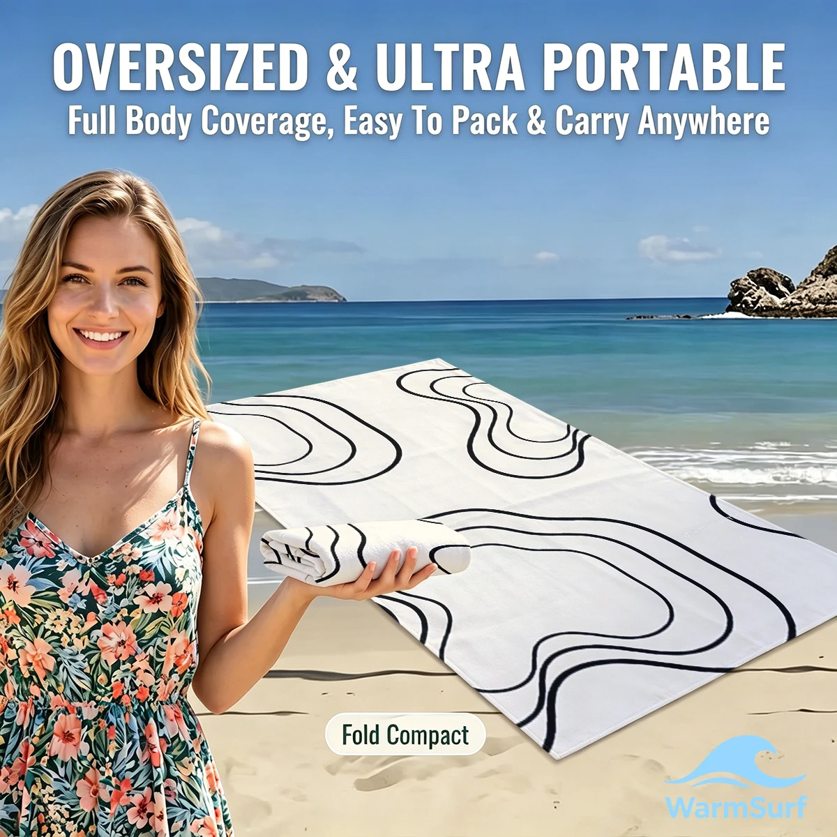

Abstract Wavy Line Quick Drying Beach Towels Ultra Lightweight Fast-drying Super Absorbent It is a must-have item for summer