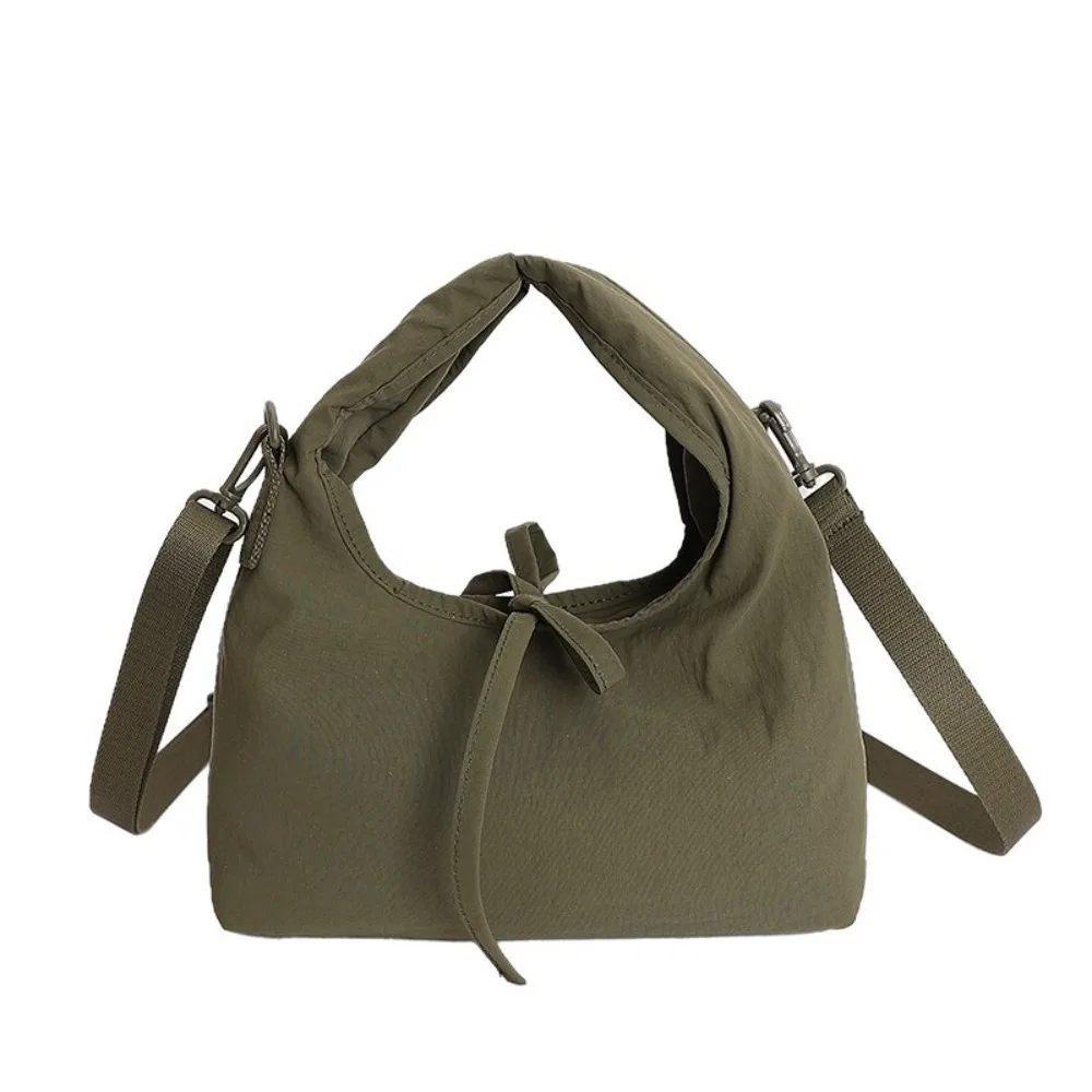 

Bow Nylon Shoulder Bag Korean Style Solid Color Casual Dumpling Bag Large Capacity Handheld Oxford Cloth Underarm Bag Daily