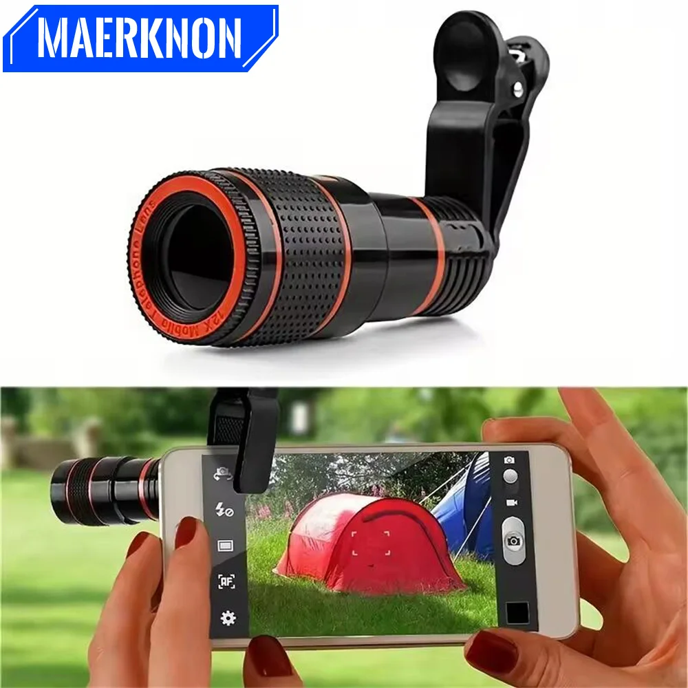 12x Universal Smartphone Telescope Focus Len Telescope Phone Long Lens Portable Mini High Magnification Monocular Telescope Lens