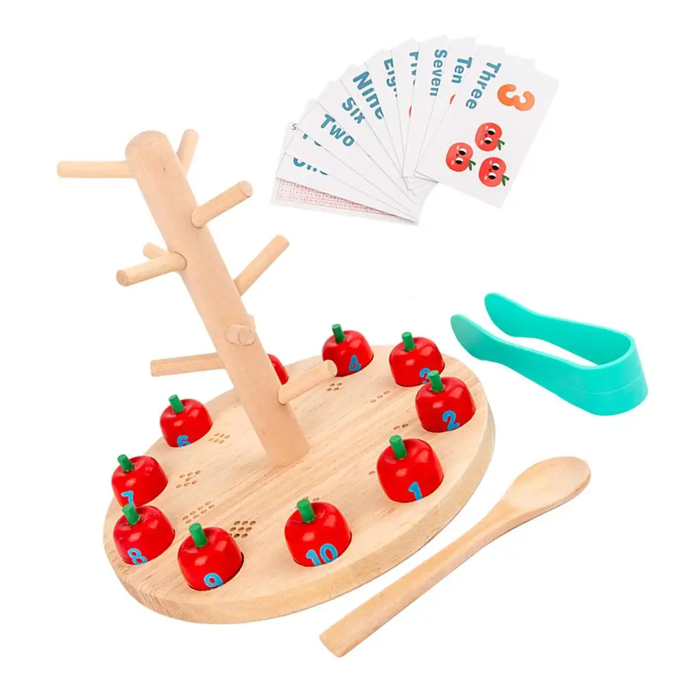 

Fruit Tree Picking Toy Safe Material Kids Educational Playthings Wooden Building Blocks Cognitive Teaching Aids
