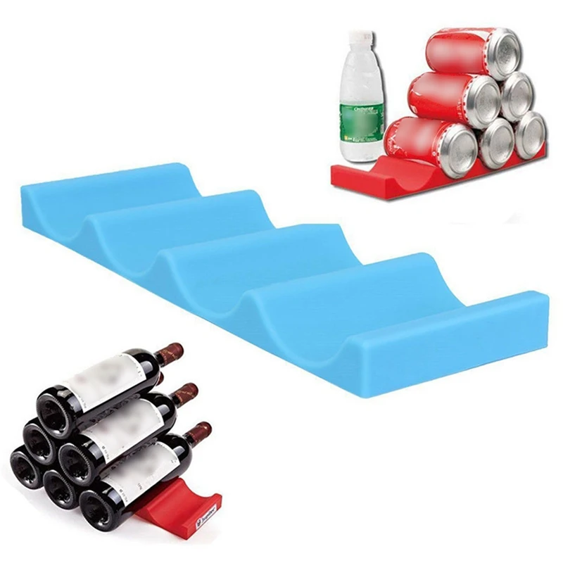 

2Pcs Silicone Fridge Can Beer Wine Bottle Rack Holder Mat Stacking Tidy Tool Kitchen Refrigerator Organizer