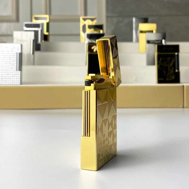New Commemorative Edition Single and Double Flame Luxury Lighter Ping Sound Natural Paint Cigarette Smoking Butane Lighter 18122