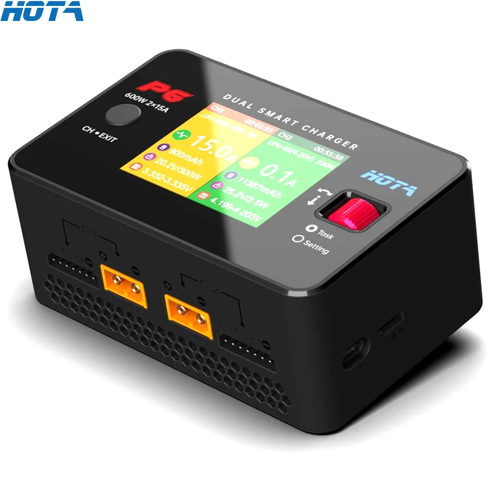 HOTA P6 DC600W 300W x2 15A x2 T240 AC240W Dual Channel Smart Balance Charger