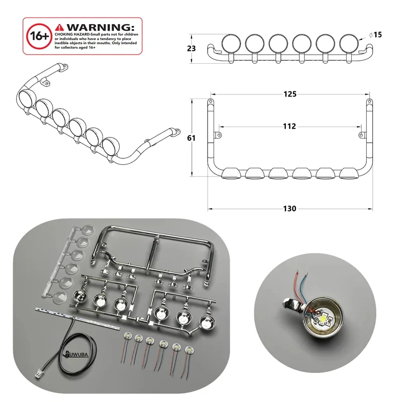 Antike Skala LED-Beschichtung Dach Scheinwerfer Bestrahlung lampe für Tamiya RC LKW Kipper Auto Scania 770s Volvo Actros Mann Lesu