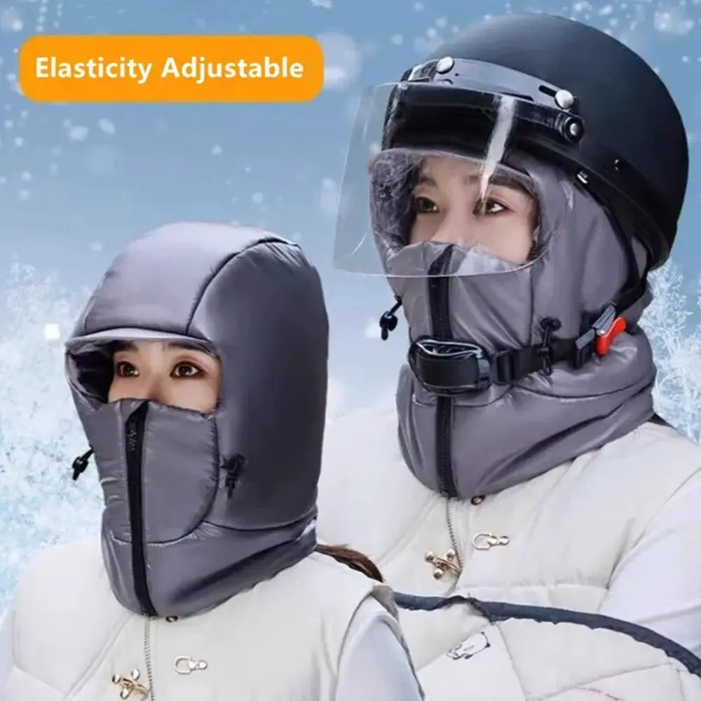 

Winter Cycling Ear Warm Hat for Women Motorcycle Bicycle Thickened Lei Feng Cap With Integrated Face Ear Neck Protection Mask