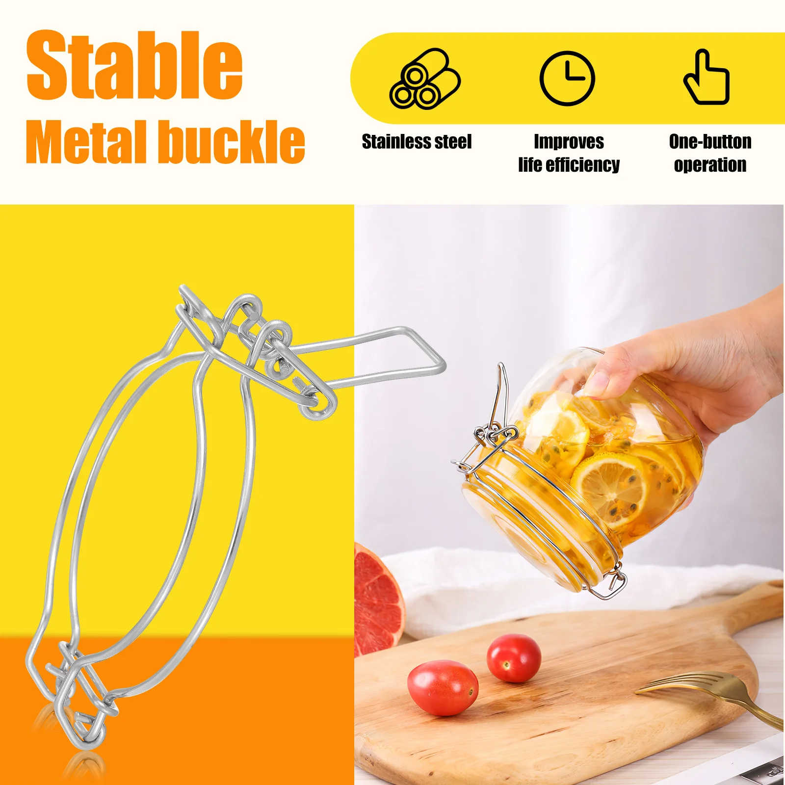 10Pcs Wire Lock Metal Buckle Stainless Steel Fasteners for Sealed Glass Can Leak-Proof Glass Jar Sealing Clips