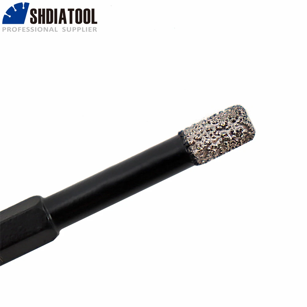 SHDIATOOL 2pcs Dia 6mm Vaccum Brazed Diamond Drilling Bits for Stone Porcelain Tile Masonry Quick-fit Shank Core Cutter Hole Saw