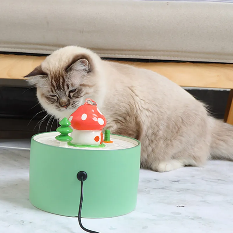 Fountain For Cat Water Ceramic Filter Pet Mushroom Auto Drinking Electric Dispenser Feeder Kitten Drinkers Bowl Pump USB Charge