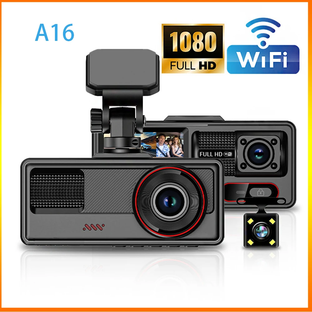 

3 Lens Driving Recorder 3 Car High-definition Night Vision Recording 2-inch Front And Rear Dual Recording Recorder WiFi