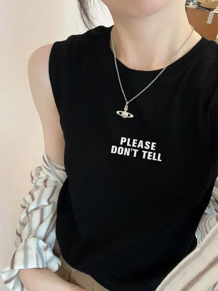 아메리칸 슬레 코튼 탱크탑 여성용 라운드 넥 베스트 아우터웨어 캐주얼 스트레이트 헴라인 편안한 핏 여름용