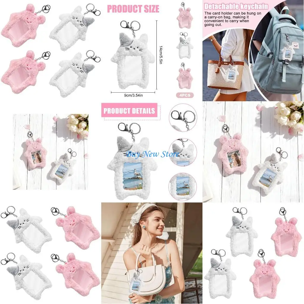 

20CE Pack of 4 Kpop Idol Photo Holder Bus Student Card Protector Clear Sleeve