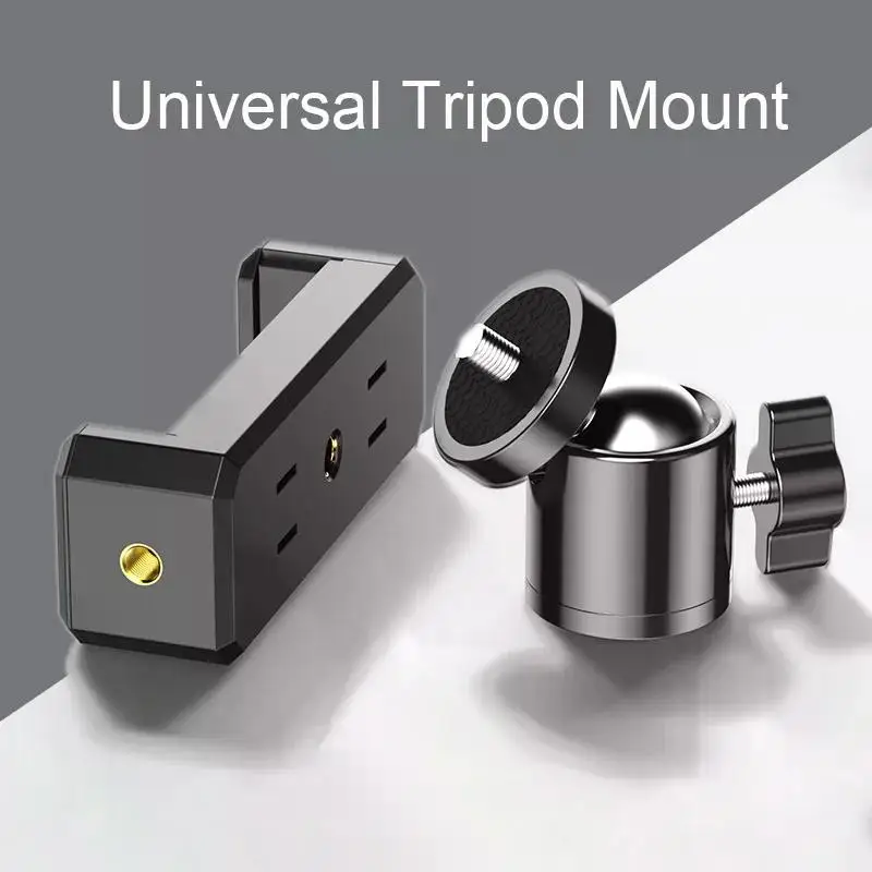 Universal Tripod Mount CellPhone Holder Clip Stand 1/4 Screw Ball Head Adapter for Selfie Stick Xiaomi 360 Rotate Camera Bracket