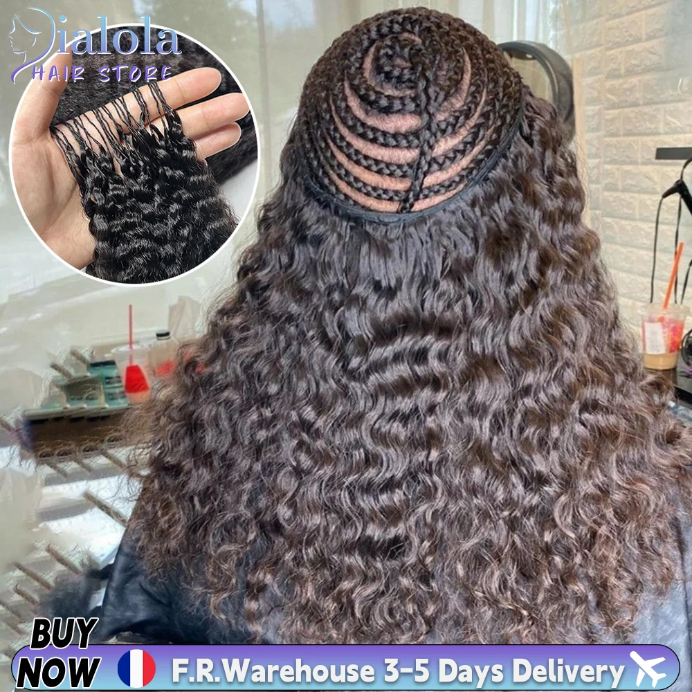 Extensões de Cabelo Humano Cacheado para Crochê, Cachos Pixie Profundos, Cabelo para Crochê Pré-Separado, Tranças Milagrosas Sem Nós, Cor Preto Natural