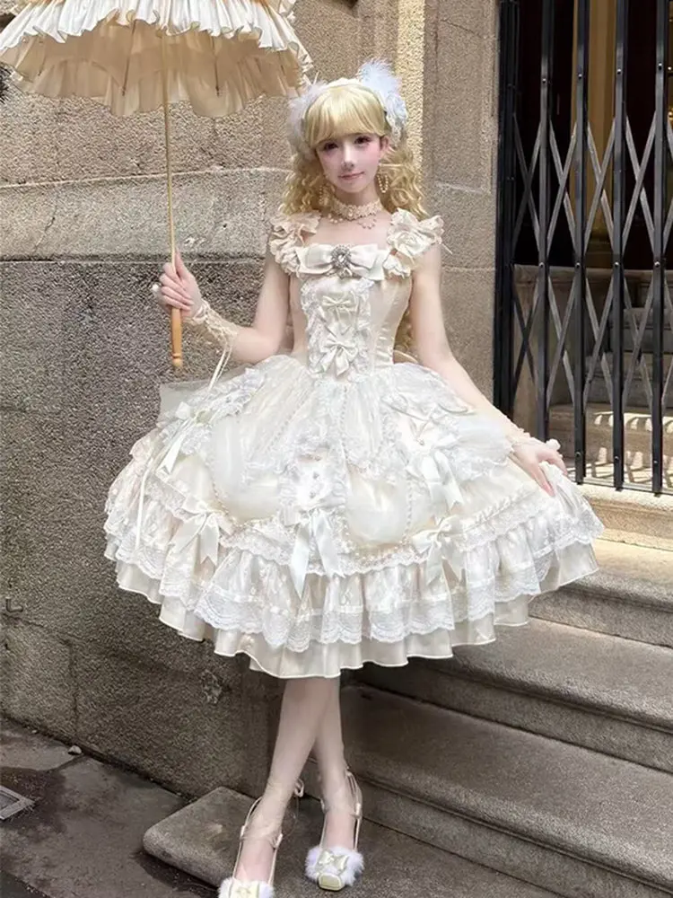 فستان جديد أنيق ورائع على طراز الأميرة لوليتا لعام 2025 لحفلات الزفاف وأعياد الميلاد وحفلات السهرة فستان فتاة حلوة يوميًا