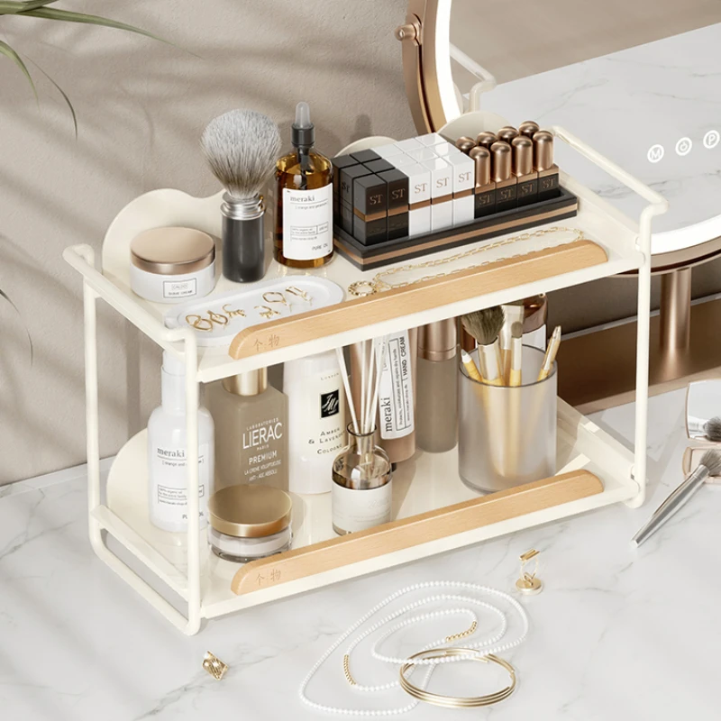 Minimalist Double-Layer Storage Shelves, Double-Walled Design for Cosmetics, Shower Essentials, Double-Layer Organization