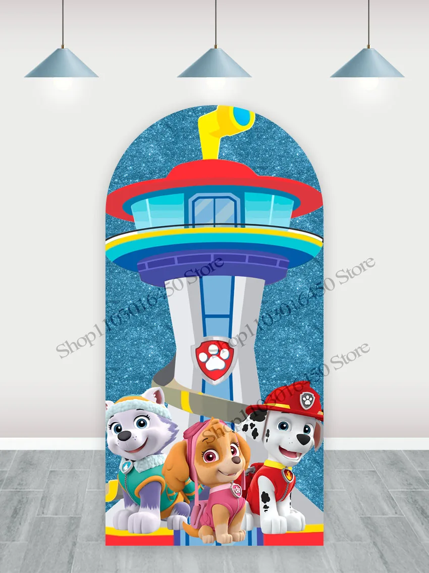 PAW Patrol Arch Backdrop Birthday Party Decoration For Boys Doublesides Cute Photography Background Polyester Studio Props