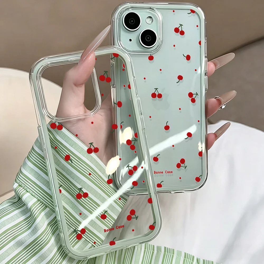 Korean Simple Cherry Phone Case For Samsung Galaxy S26 Ultra A57 A54 A55  S25 S24 edge s22 s23 Plus FEA16 A35 A36 A37 5G Cover