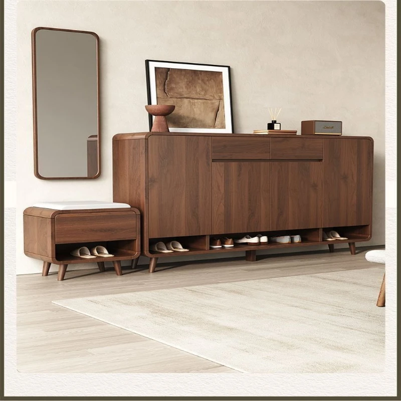 

Wooden shoe cabinet household door against the wall, large-capacity entrance integrated cabinet for storage