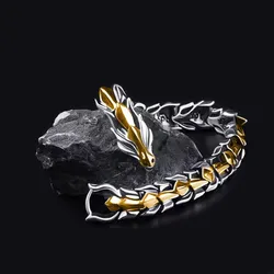 Cross-border Explosive Alloy Vintage Dragon Head Dragonliner Pattern Keel Hip-hop Men's Bracelet