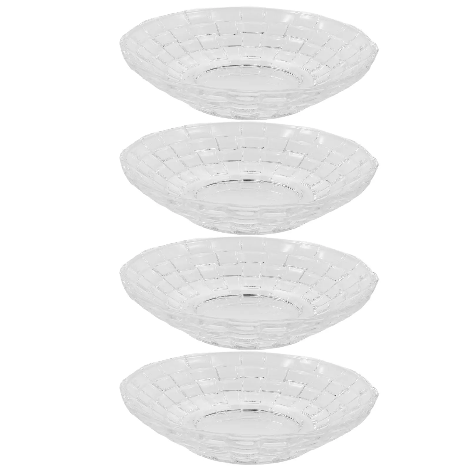 

4Pcs Transparent Glass Snack Plate Round Dessert Serving Dish for Ktv Bar Party Appetizer Fruit Candy Platter High Clarity