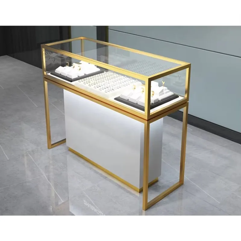 Tempered Glass Retail Jewelry Showcase Jewellery Shop Furniture Shopping Mall Display Sales Kiosk Design