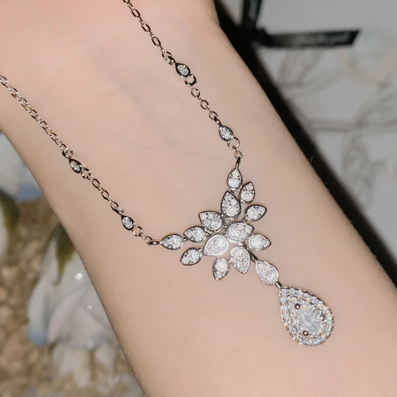 MDLFES مويسان الماس نمط مجوهرات عالية مثيرة مقلد الماس قلادة 18 كيلو زركونيا مجموعة صغيرة #5